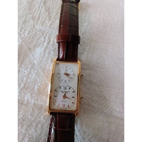 Jules Jurgensen Dual Time Quartz Watch – Vintage Gold Tone – Japan Movement - Picture 2 of 9